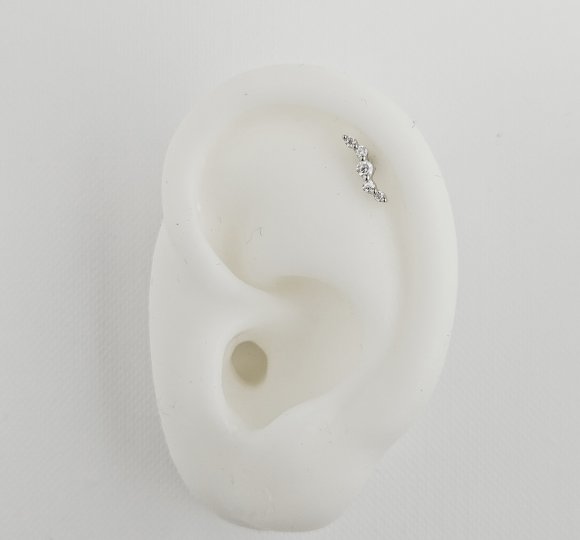 Crystal wave labret - srebrny kolczyk piercingowy typu labret