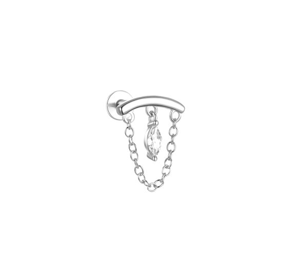 Hidden helix marquise - srebrny kolczyk piercingowy typu labret