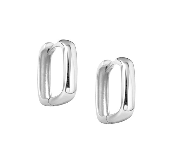 Smooth modern hoop - srebrne prostokątne kolczyki