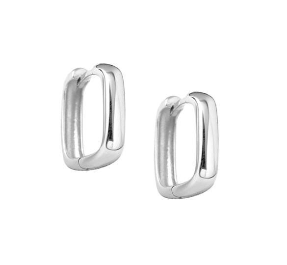 Smooth modern hoop - srebrne prostokątne kolczyki