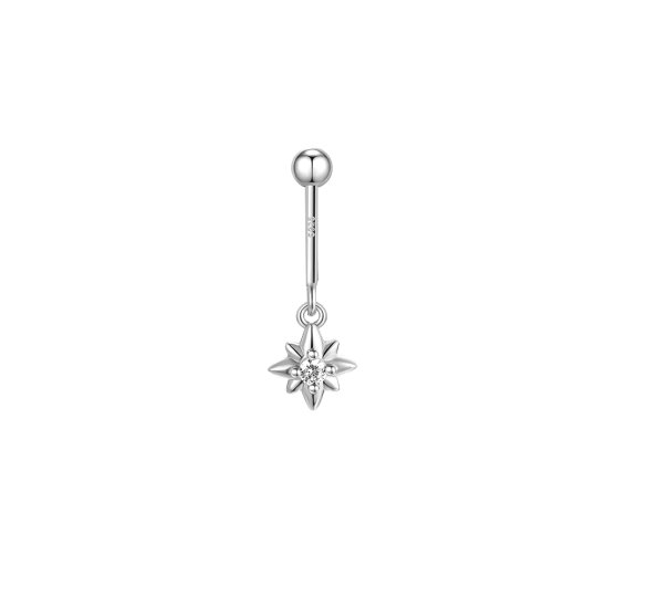 Star vertical helix piercing - srebrny kolczyk do piercingu ucha