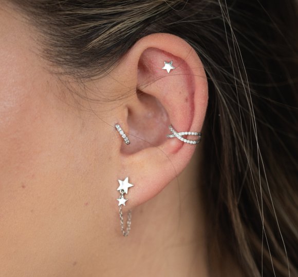 White zircon hoop S