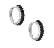 Miracle black hoops - srebrne kolczyki kółka z czarnymi cyrkoniami