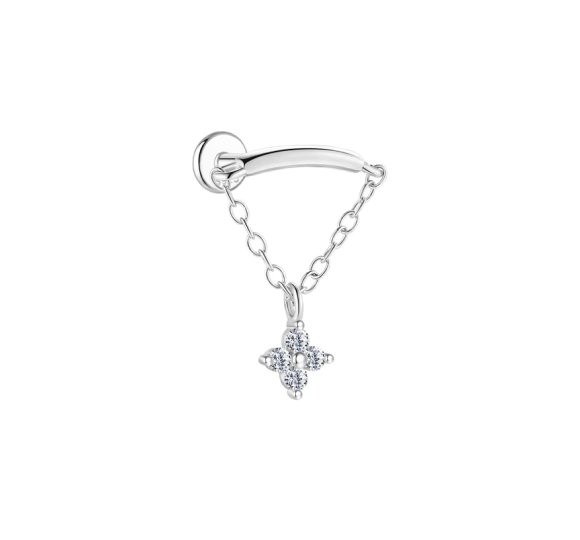 Hidden helix flower - srebrny kolczyk piercingowy typu labret