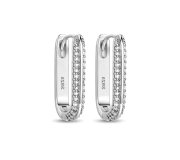 Big zircon long oval - srebrne owalne kolczyki z cyrkoniami