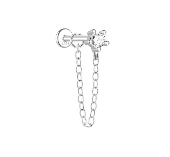 Diamond and Chain labret - srebrny kolczyk piercingowy typu labret