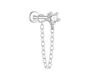 Diamond and Chain labret - srebrny kolczyk piercingowy typu labret z łańcuszkiem