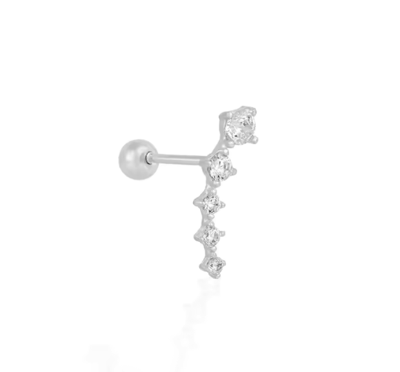 Diamonds barbell piercing