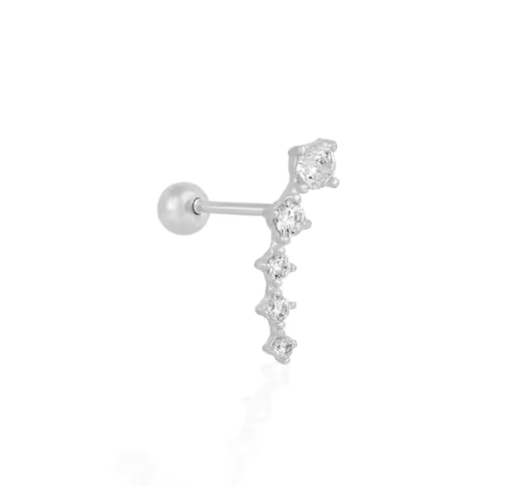 Diamonds barbell piercing