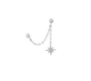 Starlight chain earrings - srebrne kolczyki sztyft połączone łańcuszkiem