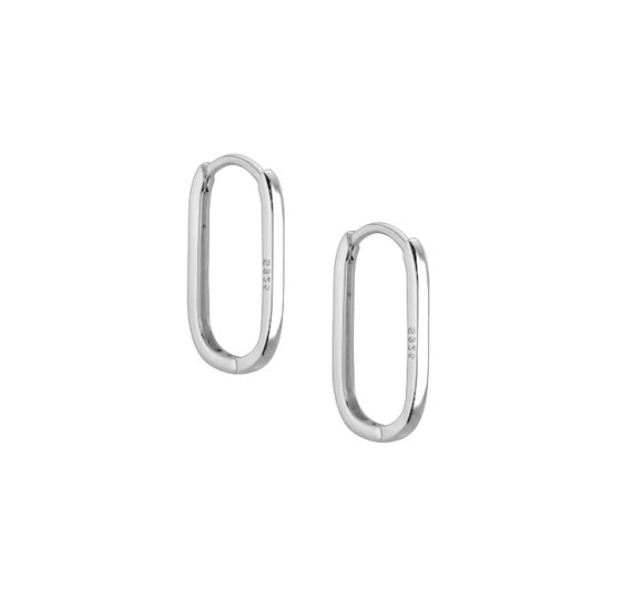Long oval - srebrne, owalne kolczyki kółka