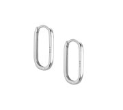 Long oval - srebrne, owalne kolczyki kółka