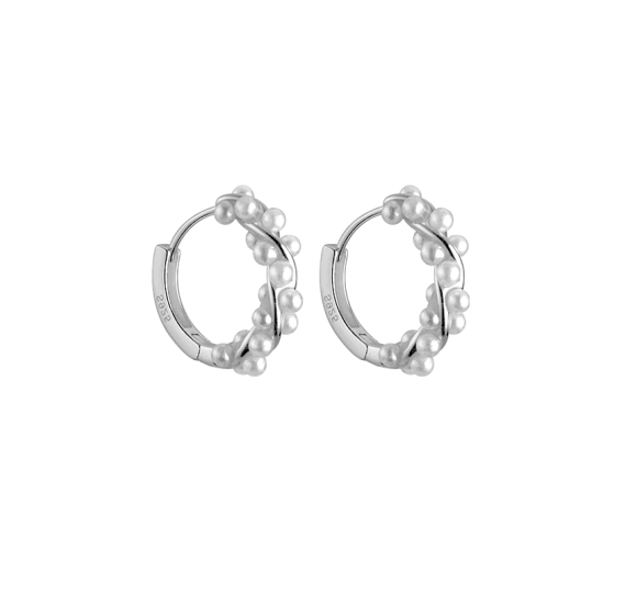 Pearl twisted hoop