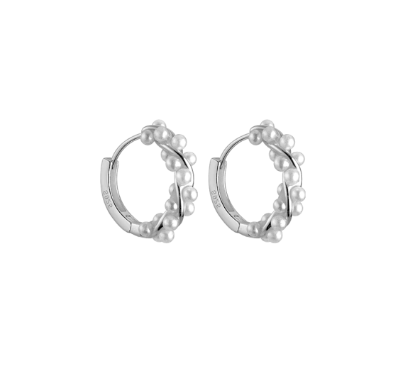 Pearl twisted hoop