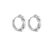Pearl twisted hoop - srebrne kolczyki kółka z perłami