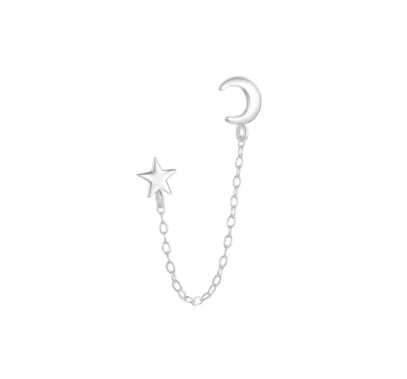 Chained Night - srebrne kolczyki sztyfty połączone łańcuszkiem