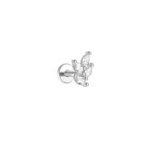 Sweet crystal leaf labret - srebrny kolczyk piercingowy typu labret
