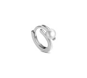 Pearl mid helix huggie – mały, srerbny kolczyk kółeczko z perłą