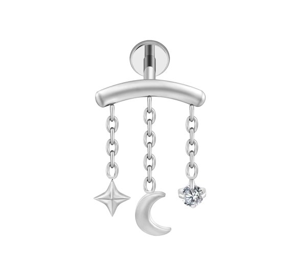 Hidden helix cassiopeia - srebrny kolczyk piercingowy typu labret