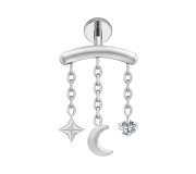 Hidden helix cassiopeia - srebrny kolczyk piercingowy typu labret