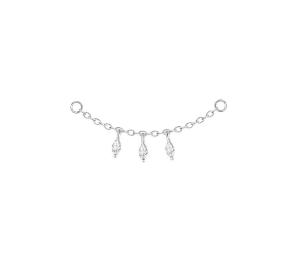 Trio diamond chain - srerbny łańcuszek do łączenia kolczyków