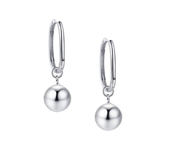 Long oval bead hoop earring ball