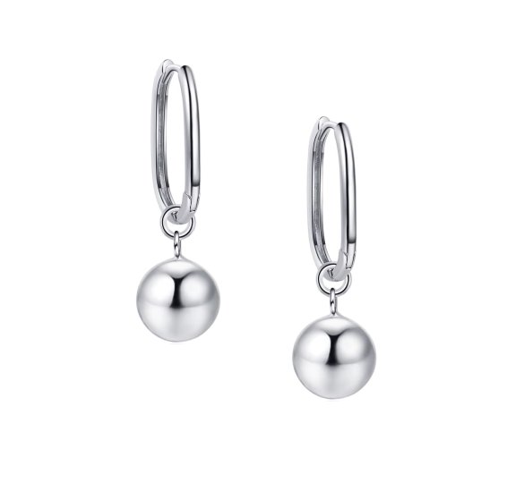 Long oval bead hoop earring ball