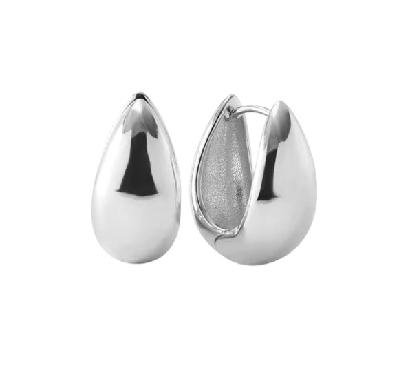 Puffy Waterdrops hoops - srebrne kolczyki w kształcie kropli