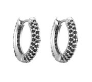 Crystal black hoop - kolczyki kółka z czarnymi cyrkoniami