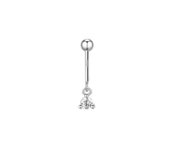 Crystal vertical helix piercing - srebrny kolczyk do piercingu ucha