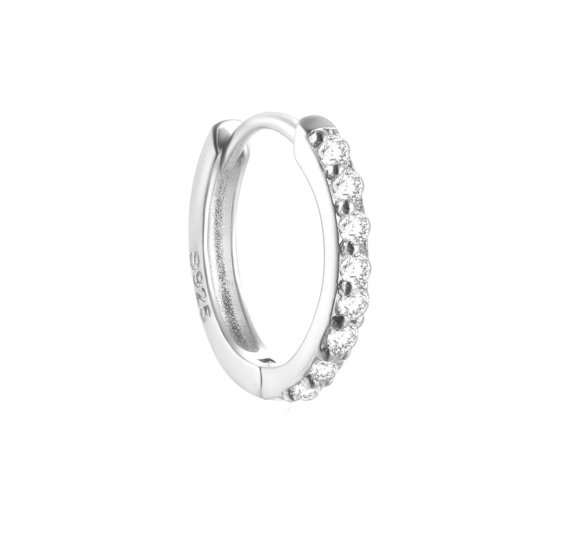 White zircon hoop L