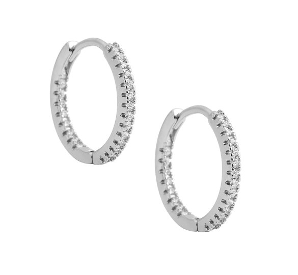 Infinity hoop white - srebrne kolczyki kółka z cyrkoniami