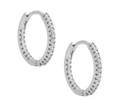 Infinity hoop white - srebrne kolczyki kółka z cyrkoniami