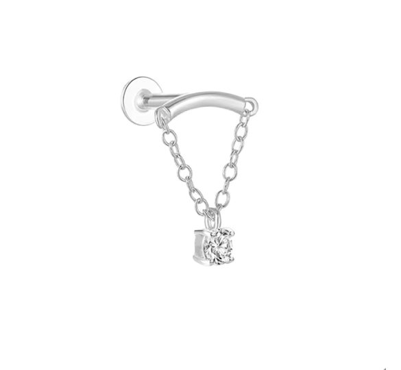 Hidden helix dot - srebrny kolczyk piercingowy typu labret