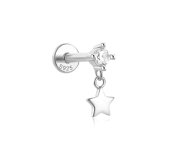 Star labret - srebrny kolczyk piercingowy typu labret z zawieszką