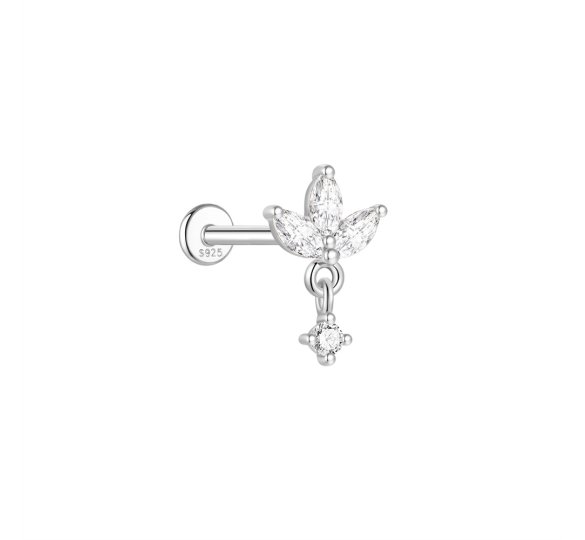 Lotus blossom labret - srebrny kolczyk piercingowy typu labret z zawieszką
