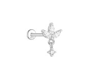 Lotus blossom labret - srebrny kolczyk piercingowy typu labret z zawieszką