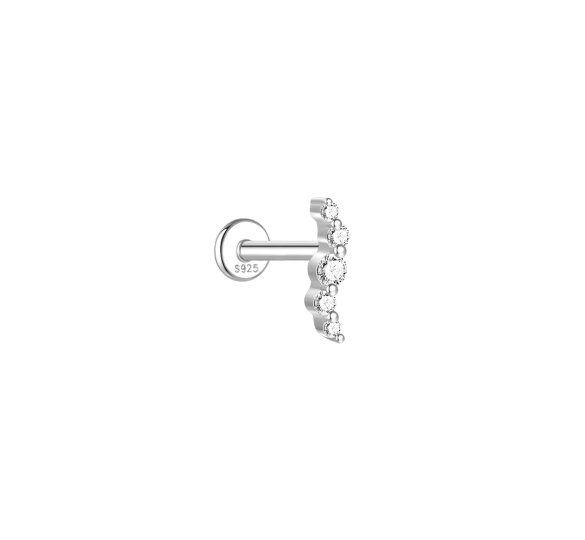 Crystal wave labret - srebrny kolczyk piercingowy typu labret