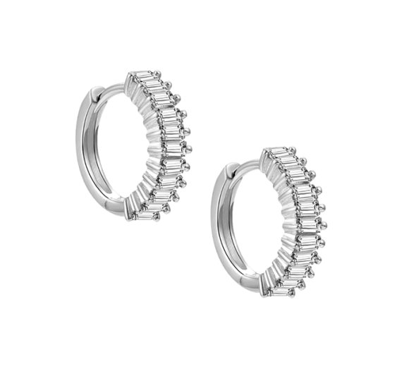 Miracle white hoops - srebrne kolczyki kółka z białymi cyrkoniami