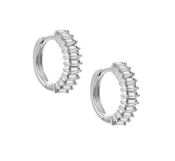 Miracle white hoops - srebrne kolczyki kółka z białymi cyrkoniami