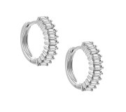 Miracle white hoops - srebrne kolczyki kółka z białymi cyrkoniami