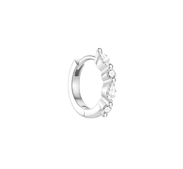 Marquise crystal hoop - mały, srebrny kolczyk z cyrkoniami 