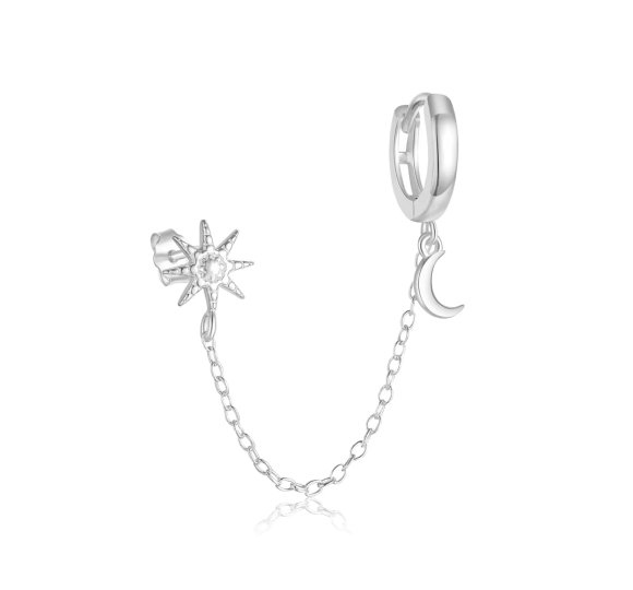 Double Chained Night - srebrne kolczyki z łańcuszkiem