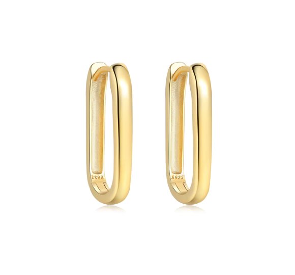 Big long oval - pozłacane owalne kolczyki