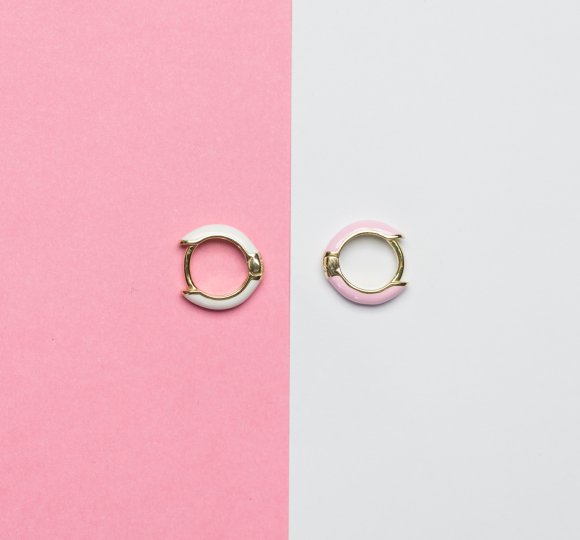 Pink enamel huggie