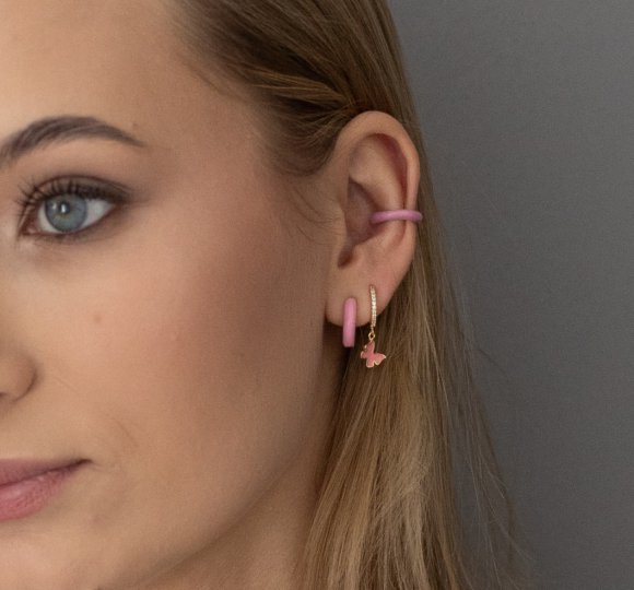 Enamel pink butterfly