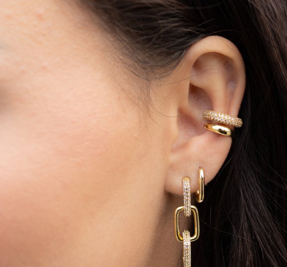 Triple link earrings