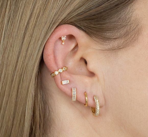 Nausznica Amalfi - pozłacana z cyrkoniami