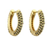 Crystal black hoop - kolczyki kółka z czarnymi cyrkoniami