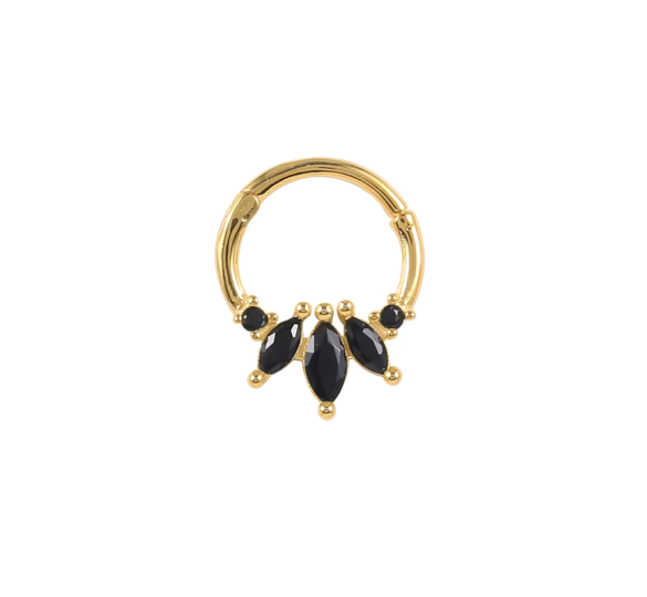 Black marquise daith piercing